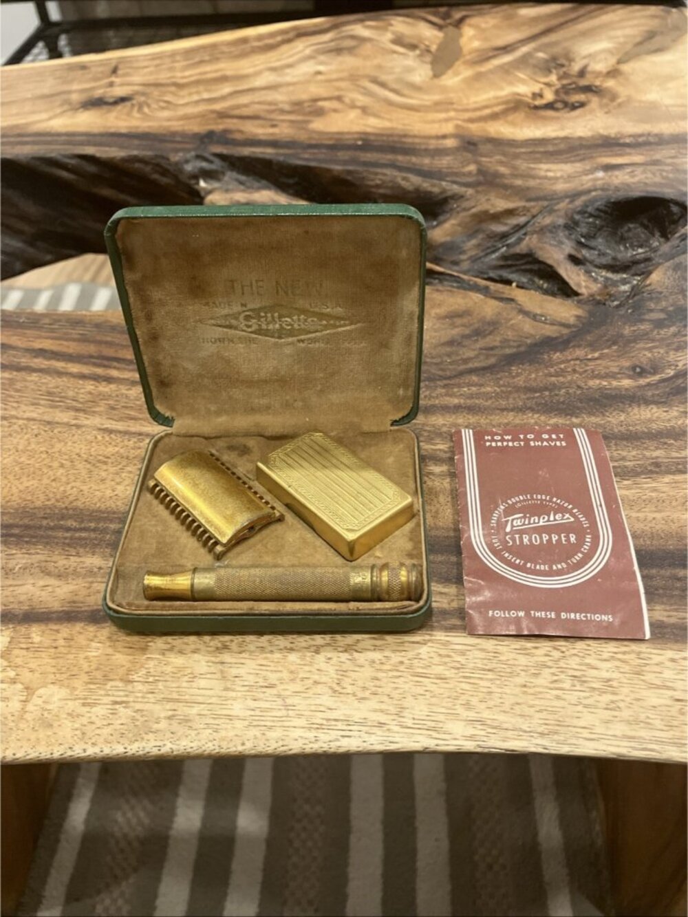 Vintage Gillette Razor In Box W/Used Blades